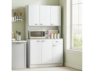 Buffet de cuisine moderne avec tiroirs et placards, en bois, 101 x 39 x 180 cm, blanc et gris