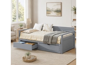 Lit extensible 90x190 cm <strong>FLORAGRACE</strong> <strong></strong> coloris gris