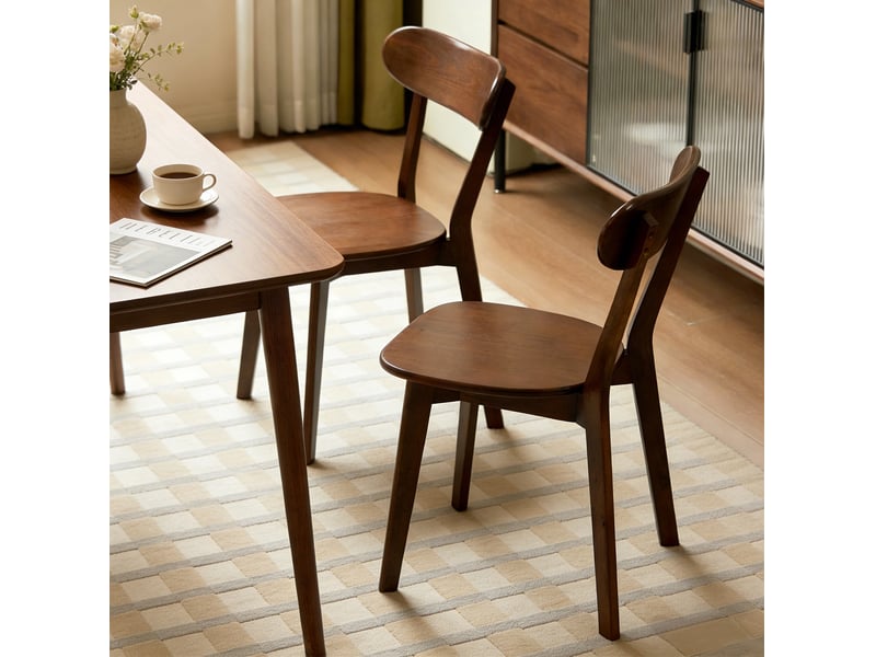  Lot de 2 chaises de salle à manger 49,5x40x78 cm en bois coloris noyer  - Conforama B
