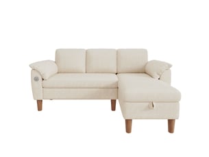 Canapé d'angle réversible fixe <strong></strong> <strong>OMNIGLINT TRADING LTD</strong> 3 places Polyester beige avec coffre de rangement