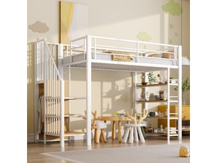 Lit mezzanine 90x200 cm <strong>MERAX</strong>  <strong>lit enfant blanc</strong> coloris blanc