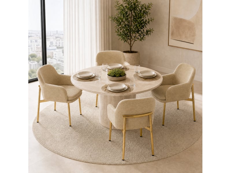 Lot de 4 chaises de salle à manger 61x59x78,5 cm avec accoudoirs marron et doré - Conforama B