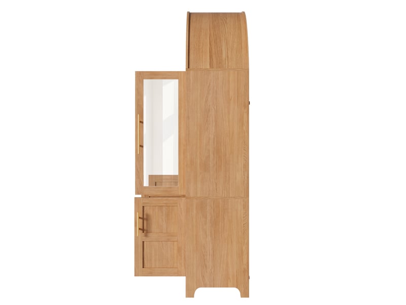 Buffet vitrine,110x40x185 cm,avec rangement,mdf et panneaux de particules,coloris naturel - Conforama D