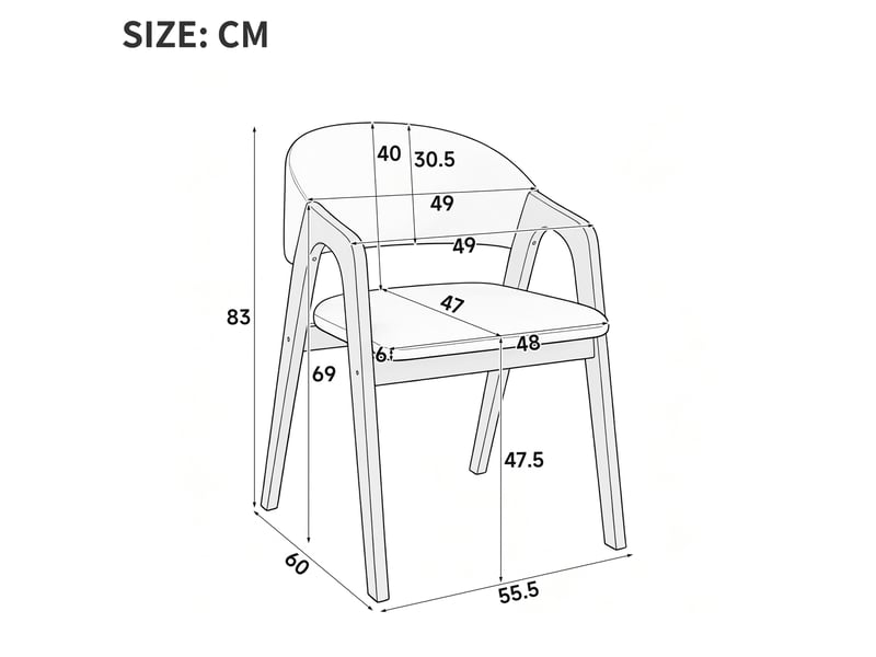  Lot de 2 chaises de salle à manger avec accoudoirs homvra  - Conforama E