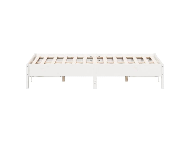  Lit double- lit adulte -  cadre de lit sans matelas blanc 150x200 cm bois de pin massif  - Conforama D