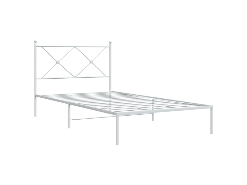  Lit simple- lit adulte -  cadre de lit métal sans matelas et tête de lit blanc 100x200 cm  - Conforama B