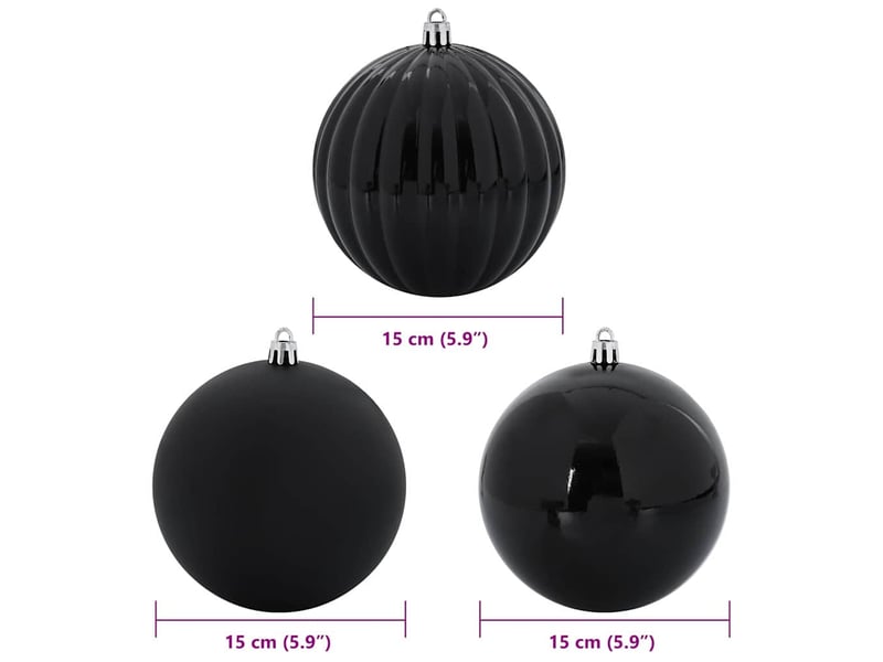  Ensemble de boules de noël xl 9 pcs noir ø 15 cm plastique  - Conforama E