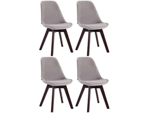 Lot de 4 chaises de salle à manger design scandinave en velours gris et piètement à 4 pieds en bois foncé 10_0008657