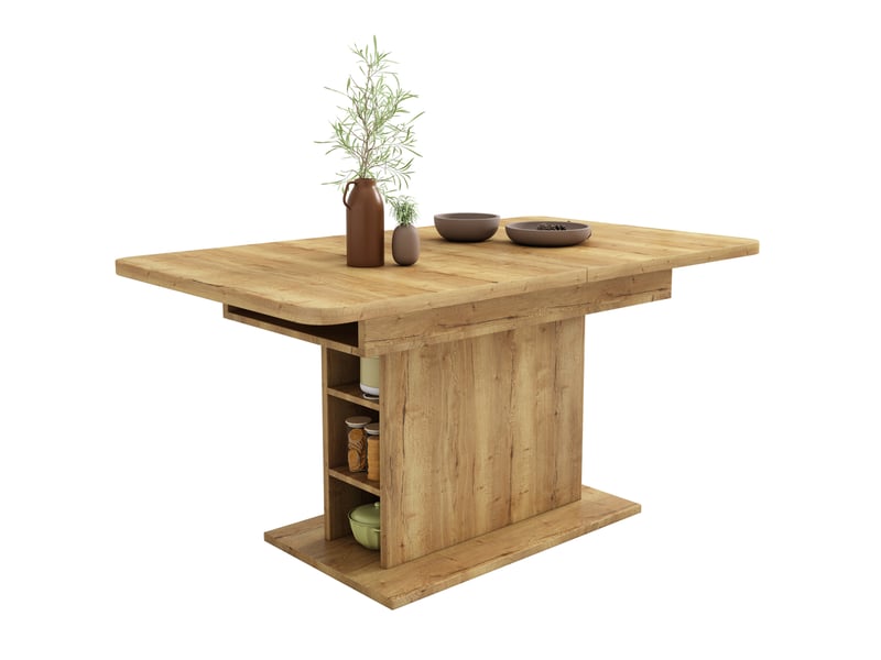  Table à manger extensible 110-130 x 70 cm avec rangement, coloris naturel  - Conforama A
