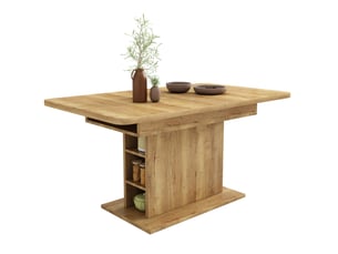 Table à manger extensible 110-130 x 70 cm avec rangement, coloris naturel