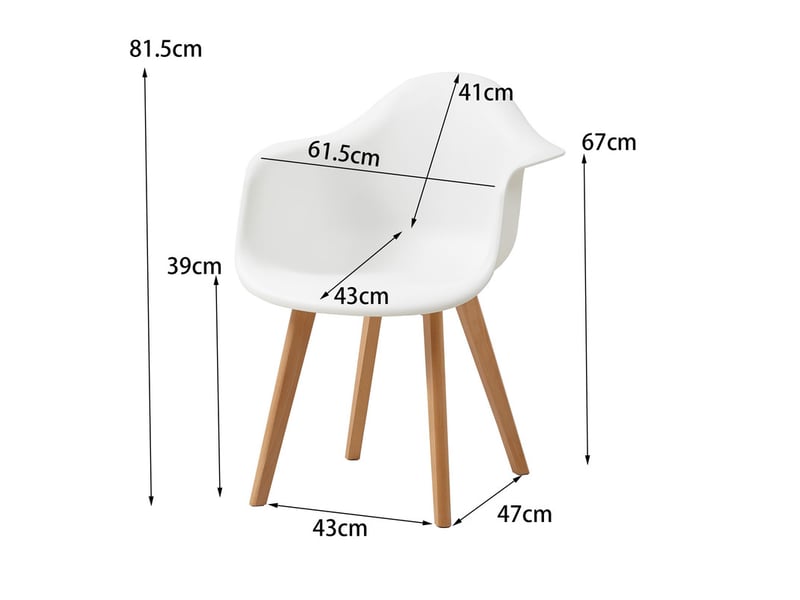  Lot de 2 chaises de salle à manger - pieds en bois - chaises de salle à manger scandinaves - blanc  - Conforama E