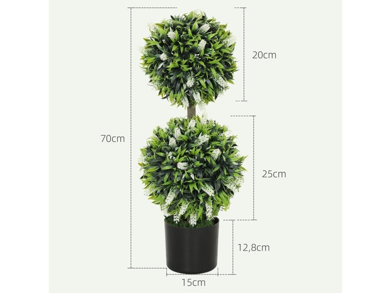  Lot de 2 plantes artificielles 15x15x70 cm résistantes aux uv blanc  - Conforama E