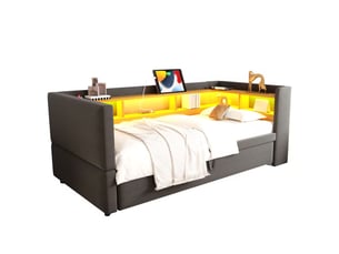 Lit banquette 90x190 cm    coloris gris