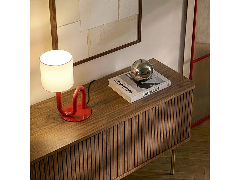 Lampe de table wama en métal rouge  - Conforama B