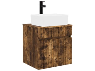 Meuble de lavabo mural, rangement salle de bain chêne fumé 49x41x63 cm shl7745