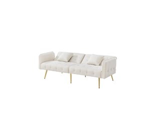 Canapé droit convertible 2 places Tissu blanc