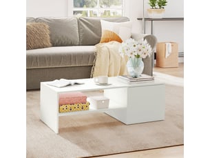Table basse relevable avec 1 compartiment caché et 1 niche ouverte, pour salon, 110 × 52 × 36 cm, blanc