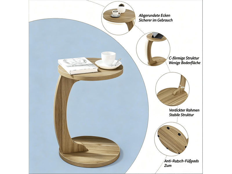  Table d’appoint ronde en c – mdf mélaminé chêne clair – ø 38 x h 55 cm  - Conforama E