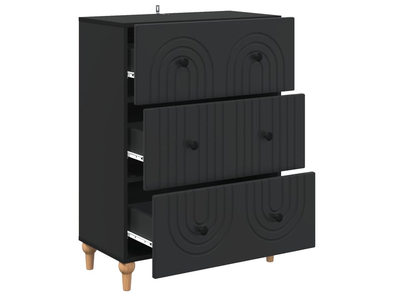  Armoire à tiroirs, rangement bureau noir 66 x 34,5 x 90 cm bois d'ingénierie shl2372  - Conforama E