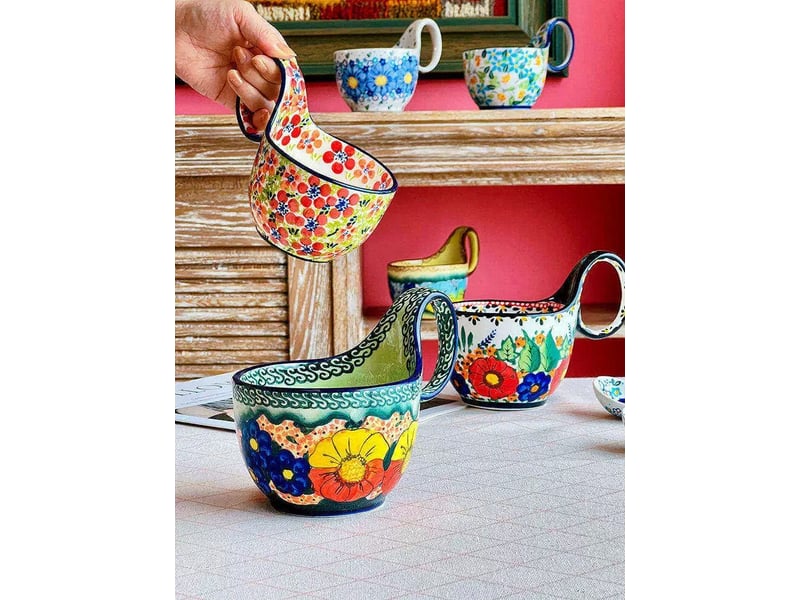  Mug et cuillère en céramique, anse galbée, motif ombres, 450 ml  - Conforama B