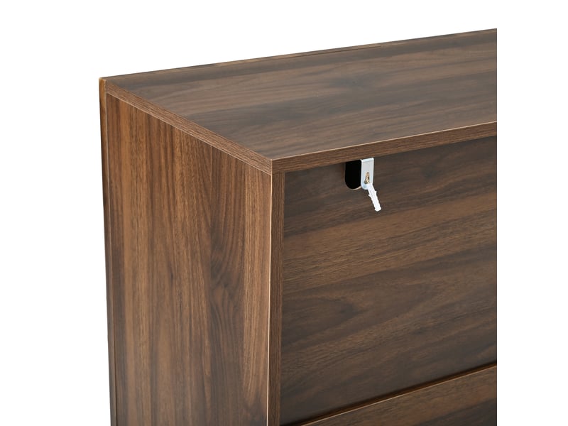  Meuble à chaussures buffet 3 portes 120x37x80 cm mdf noyer mat avec étagères réglables  - Conforama R