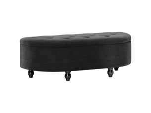 Banquette coffre gris foncé en velours, rangement, couvercle relevable, bois d’hévéa, 120 x 46 x 42 cm
