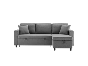 Canapé droit convertible <strong></strong> <strong></strong> 3,5 places Polyester gris avec coffre de rangement