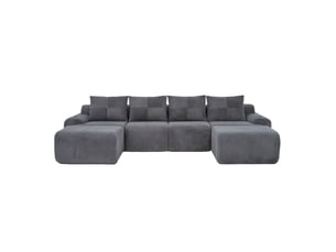 Canapé modulable 4 places 333x174x80 cm avec 2 poufs gris foncé