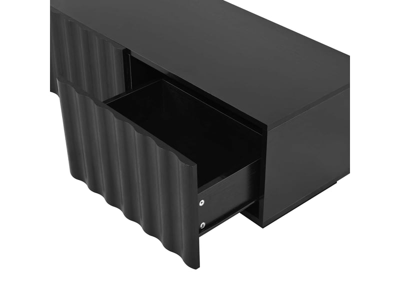  Ensemble de meuble tv + table basse -200×40×35 cm - design ondulé - avec tiroirs de rangement - noir  - Conforama E