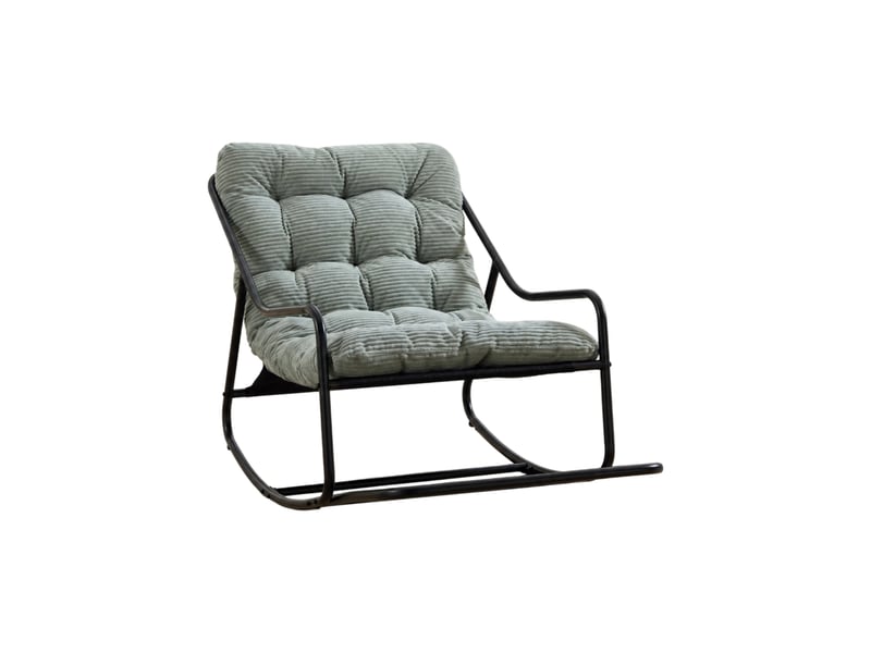  Fauteuil à bascule d'extérieur 116x75x82 cm acier noir, coussin vert clair  - Conforama A