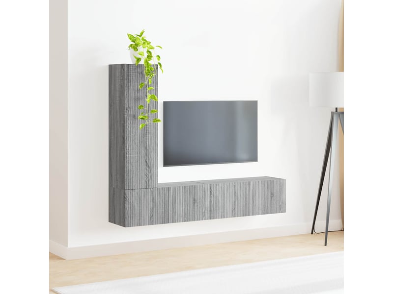  Ensemble meuble tv - banc tv - meuble de rangement 3 pcs gris sonoma bois d'ingénierie  - Conforama D