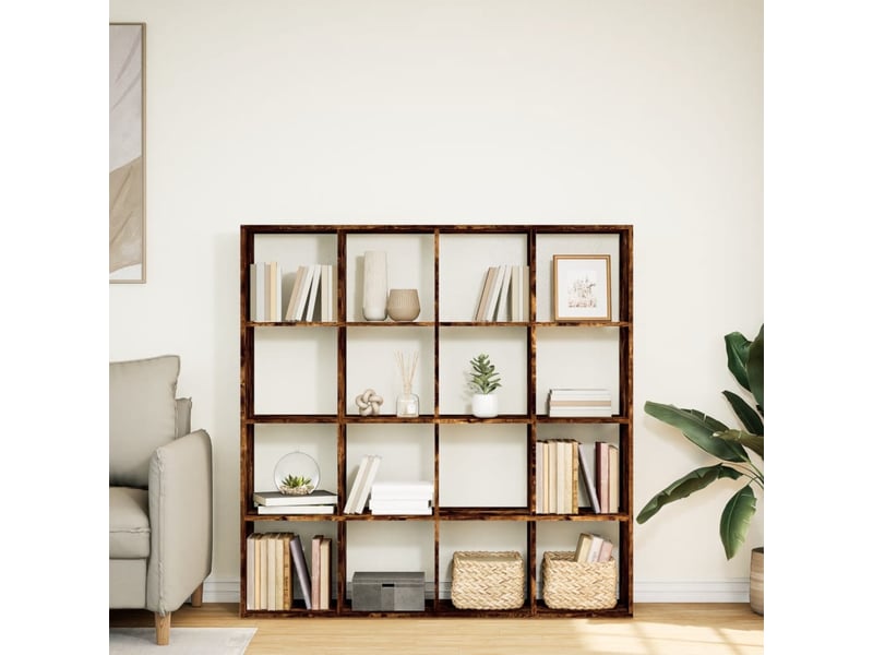  Bibliothèque, étagère de rangement chêne fumé 137,5x29x137,5 cm bois d'ingénierie  - Conforama C