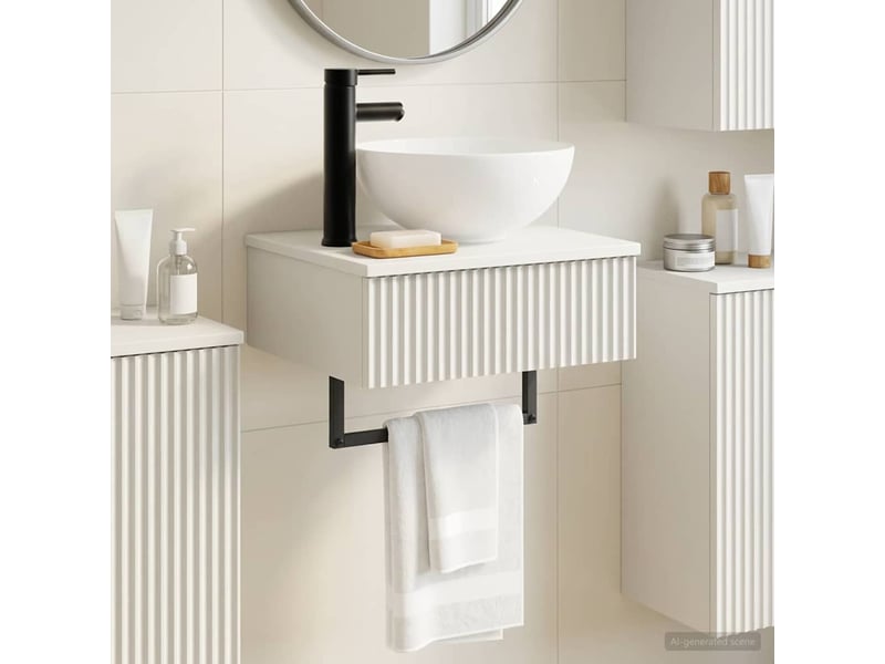  Basin de lavage mural, lavabo blanc 40x35x39 cm bois d'ingénierie  - Conforama B