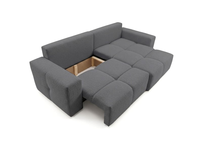  Celine - canapé d'angle convertible et réversible 4 places en bouclette  - Conforama D