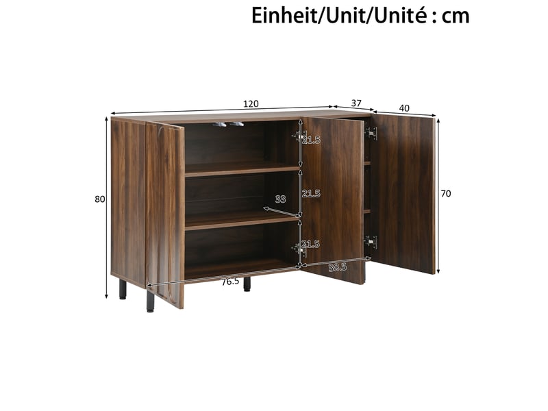  Buffet meuble à chaussures,120x37x80 cm,mdf et panneaux de particules,coloris noyer  - Conforama E