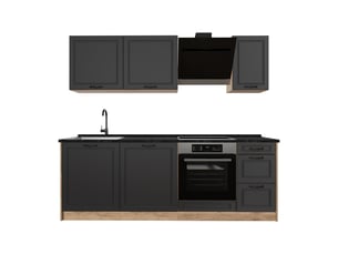 Vicco cuisine, anthracite campagnechêne doré, 220cm sans plan de travail