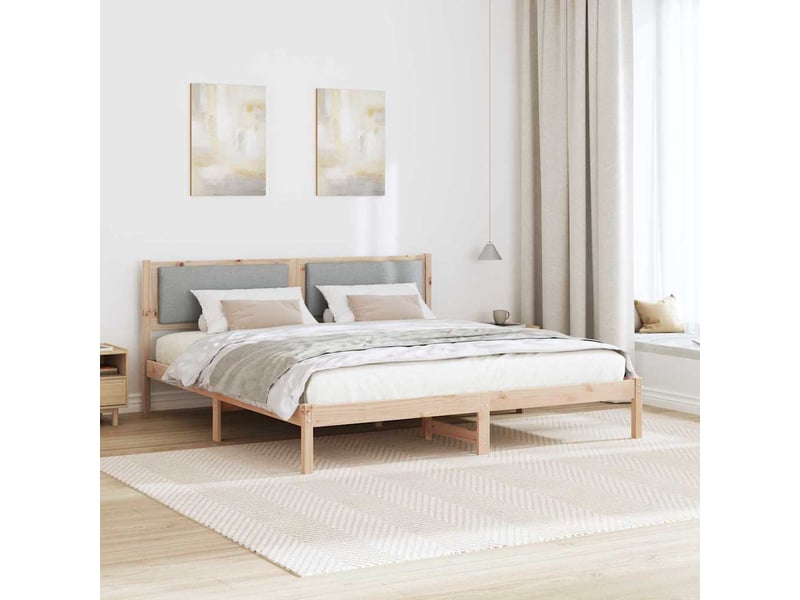  Lit double- lit adulte -  cadre de lit gris clair 200 x 200 cm pin massif  - Conforama C