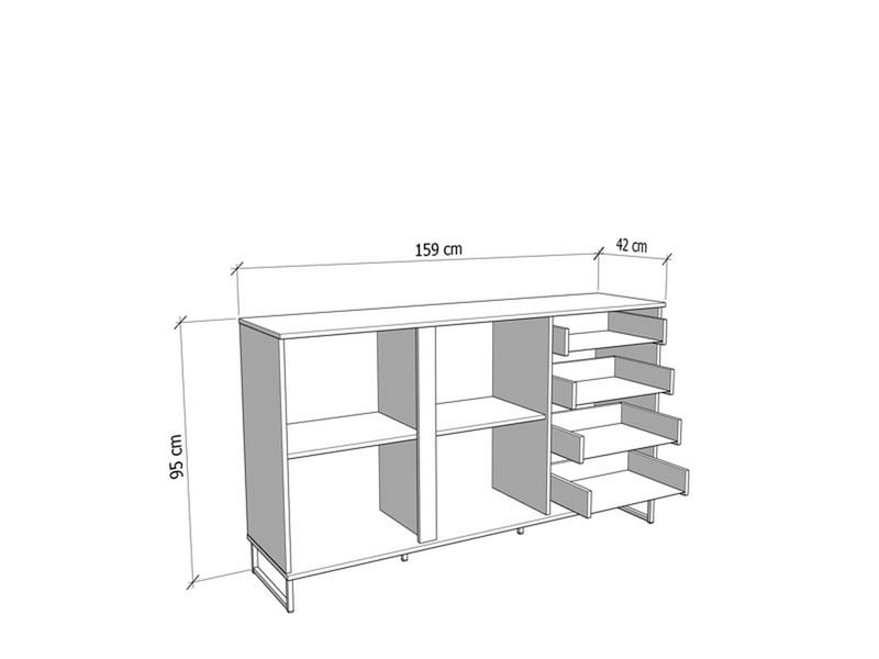  Buffet ceredano, bahut 4 tiroirs, 159x42x95h cm marron chêne noueux Ceredano - Conforama E