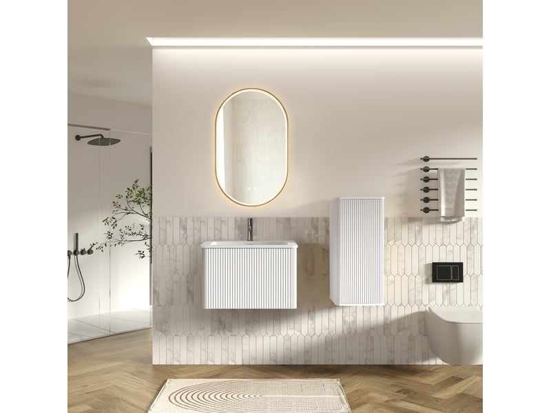  Ensemble meubles de salle de bains 61x48,5x37 cm led mdf blanc  - Conforama B