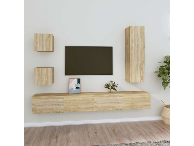  Ensemble de meubles tv 5 pcs chêne sonoma bois d'ingénierie shl33203  - Conforama B