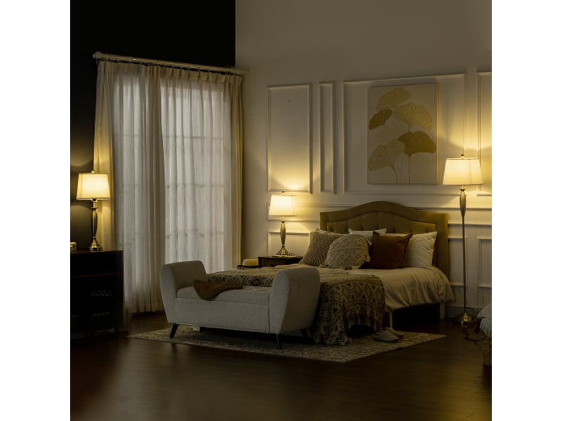  Lot de 3 lampes modernes e27, argent et blanc, 1 lampadaire et 2 lampes de table, pour salon et chambre  - Conforama B