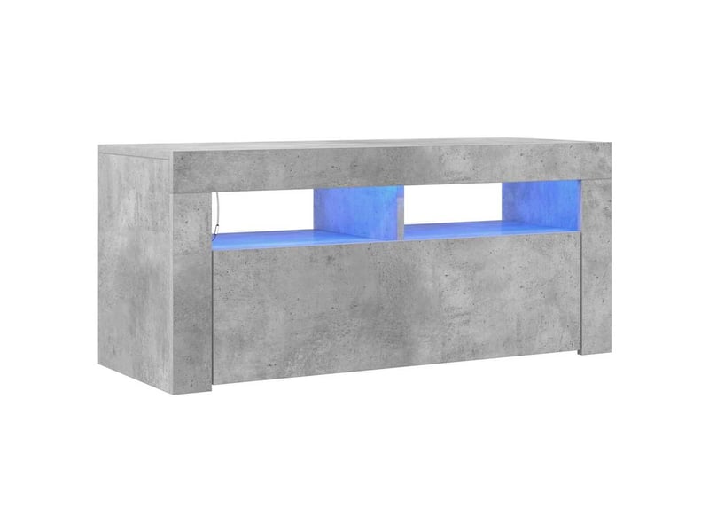  Meuble tv - banc tv - meuble de rangement avec lumières led gris béton 90x35x40 cm  - Conforama A