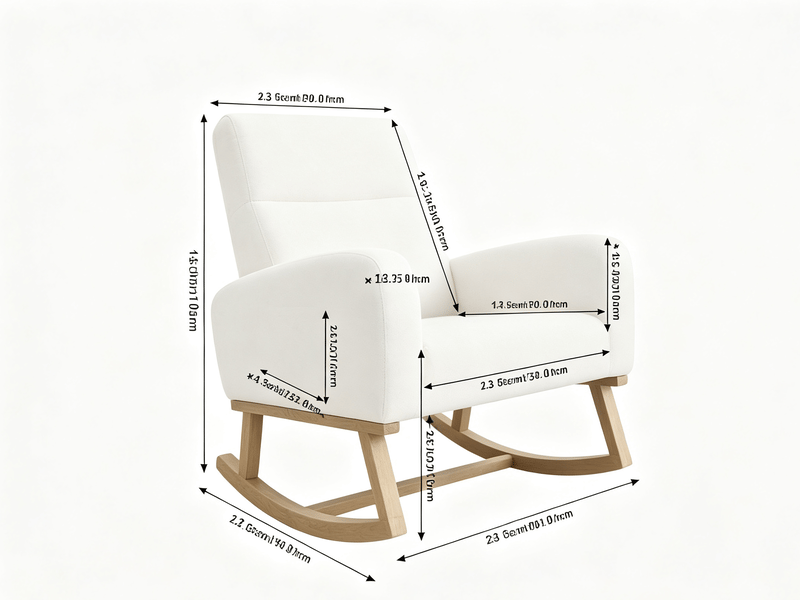 Fauteuil à bascule rembourré – fauteuil à bascule moderne – larges accoudoirs avec poches – assise spacieuse – peluche ours en peluche blanche  - Conforama D