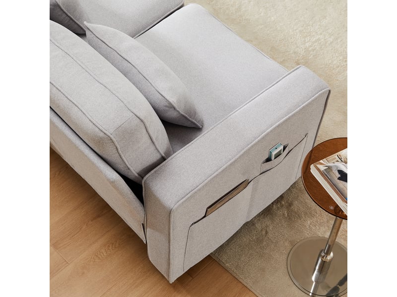  Canapé 4 places, canapé de salon – avec accoudoirs, pour salon, en lin, pour appartement  - Conforama E