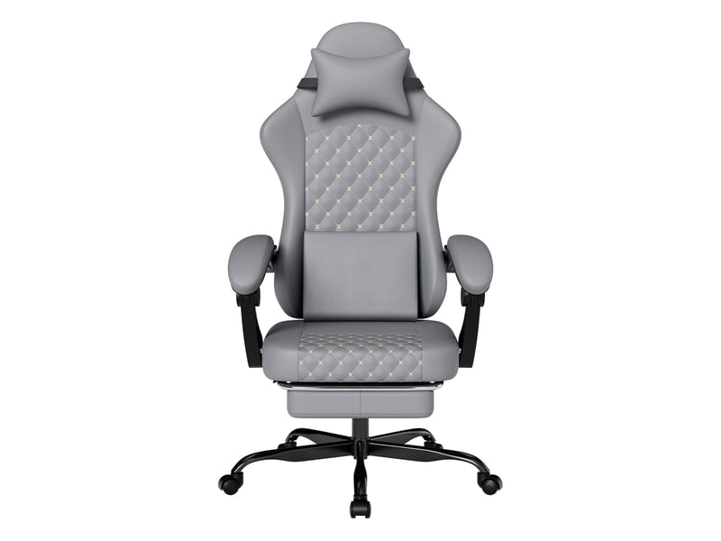  Fauteuil gaming ergonomique avec fonction massage, repose-pieds et dossier inclinable, gris, 58,5 x 63 x 120,5 cm Fay Lum - Conforama A