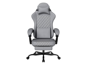 Fauteuil gaming ergonomique avec fonction massage, repose-pieds et dossier inclinable, gris, 58,5 x 63 x 120,5 cm