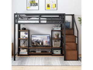 Lit mezzanine 140x200 cm <strong>SWEIKO</strong> <strong></strong> coloris noir