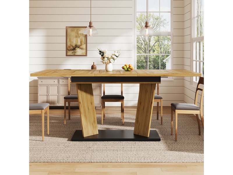 Table à manger, 120 cm, rectangulaire, mdf, naturel, format fonctionnel pour les repas quotidiens, rangement fonctionnel - Conforama D