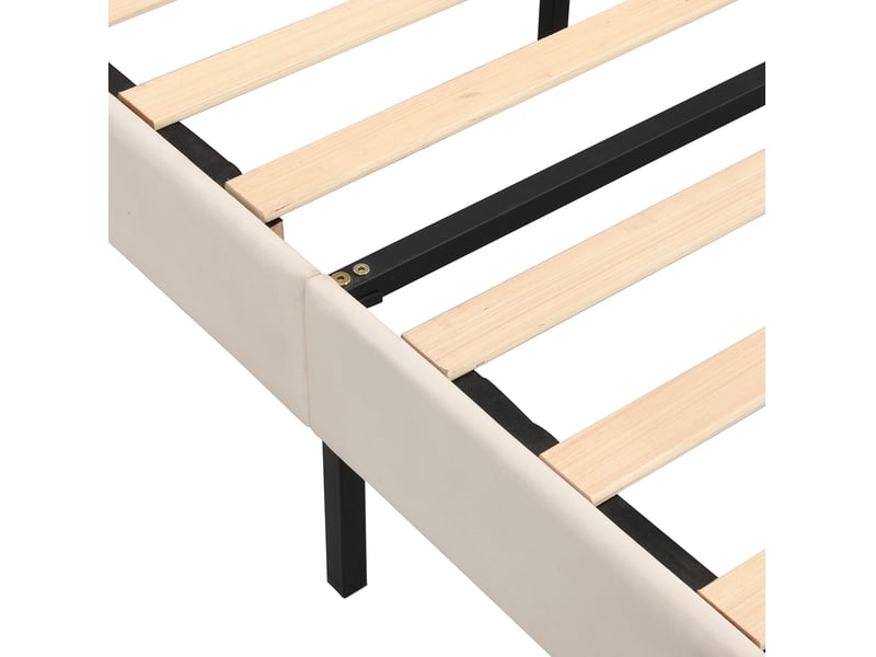  Lit adulte 140x200 cm rembourré en velours beige avec tête de lit réglable  - Conforama R