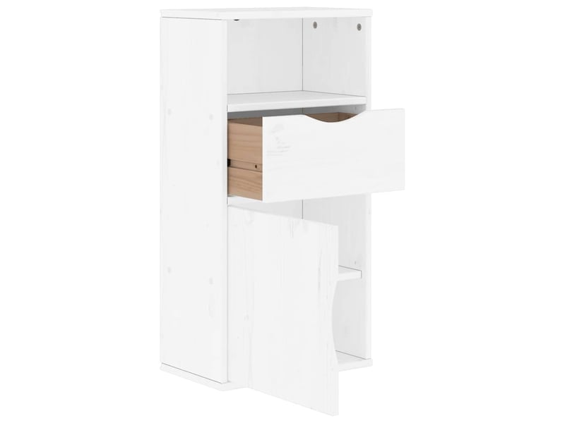 Armoire latérale en bois massif pin avec grand espace de rangement style rustique 40 x 24 x 79 cm en bois blanc 02_0058047  - Conforama B